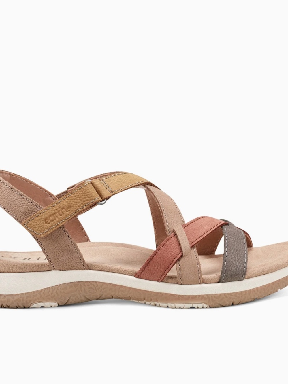 NWT Earth Sterling Strappy Sport flat Sandals light grey Leather, Size 9.5